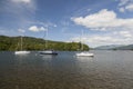 Yachts moored at Boweness on Windermere, Lake Windermere. Royalty Free Stock Photo