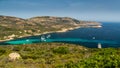 Yachts moored at Gulf of Revellata near Calvi in Corsica Royalty Free Stock Photo