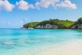 Yachts moored in Marie Galante tropical bay Royalty Free Stock Photo