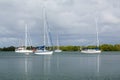 Yachts moored in no name harbor florida Royalty Free Stock Photo