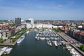 Yachts moored in the Willem Dock in Antwerp, Belgium. Royalty Free Stock Photo