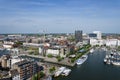 Yachts moored in the Willem Dock in Antwerp, Belgium. Royalty Free Stock Photo