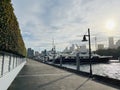 Yachts on mooring at historic Woolloomooloo wharf on sunny day in Sydney Royalty Free Stock Photo