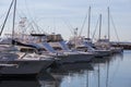 Yachts and motor boats moored at marina. Nelson Bay. Australia. Royalty Free Stock Photo