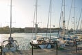 Yachts near a embankment