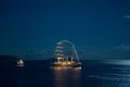 Yachts by the night anchored in Dubrovnik waters Royalty Free Stock Photo