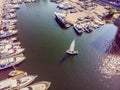 Yachts parking in harbor at sunset, Harbor yacht club Royalty Free Stock Photo