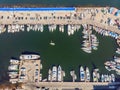 Yachts parking in harbor at sunset, Harbor yacht club Royalty Free Stock Photo