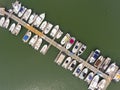 Yachts at pier aerial view, Hingham Harbor, Massachusetts, USA Royalty Free Stock Photo