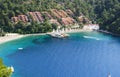 Yachts at the pier and beach on turkish resort Royalty Free Stock Photo