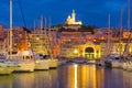 Yachts in the port in Marseille at night