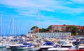 Yachts in port of Saint-Jean-Cap-Ferrat - resort and commune in southeast of France on promontory of Cote d`Azur in Provence-Alpe Royalty Free Stock Photo