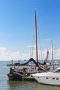 Yachts in the port of Volendam. Royalty Free Stock Photo