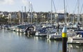 Yachts and power boats on their moorings in the modern marina in Bangor County Down Northern Ireland