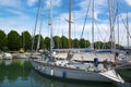 Yachts on the quay at the port of Rimini, Italy Royalty Free Stock Photo