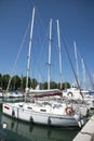 Yachts on the quay at the port of Rimini, Italy Royalty Free Stock Photo