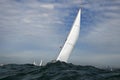 Yachts are racing in a wavy sea