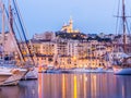 Old Vieux Port of Marseille, France, by night Royalty Free Stock Photo