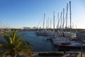 Yachts and sail boats in La Marina de Valencia. Royalty Free Stock Photo