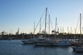 Yachts and sail boats in La Marina de Valencia. Royalty Free Stock Photo