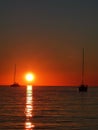 Yachts sail and enjoy the sunset in Croatia Royalty Free Stock Photo