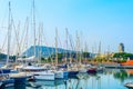 Yachts and sailboats in marina Royalty Free Stock Photo