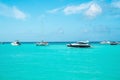 Yachts or sailboats sailing on beautiful turquoise sea water surface