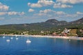 Yachts and sailboats Valtos beach in Parga Greece