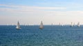 Yachts sailing on the bay