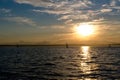 Yachts sailing at sunset Royalty Free Stock Photo