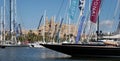 Yachts and ships moored in Palma de mallorca seaport.