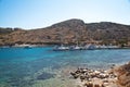 Yachts and ships waiting at the ancient city port of Knidos are on vacation.Turkey Mugla Datca, June 28 2023