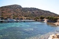 Yachts and ships waiting at the ancient city port of Knidos are on vacation.Turkey Mugla Datca, June 28 2023