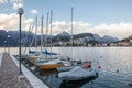 Yachts stand in lake Royalty Free Stock Photo