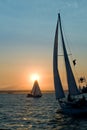 Yachts at sunset