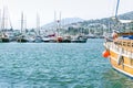 Yachts and tourist boats in the Bodrum Marina. Traveling concept.