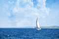 Yachts with white sails in the open Sea. Royalty Free Stock Photo