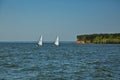 Yachts on the Zhiguli Sea, Togliatti, Russia. Royalty Free Stock Photo