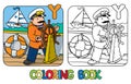 Yachtsman coloring book. Profession ABC Alphabet Y Royalty Free Stock Photo