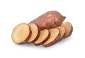 Yacon fruit and yacon fruit slice isolate on white background, clipping path Royalty Free Stock Photo