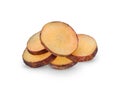Yacon slice fruit   isolate on white background, clipping path Royalty Free Stock Photo