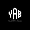 YAE letter logo design with polygon shape. YAE polygon and cube shape logo design. YAE hexagon vector logo template white and Royalty Free Stock Photo