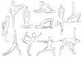 Yaga asana, woman doing yoga or pilates exercise, relaxation and meditation