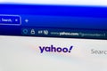 Yahoo homepage displayed on a computer screen with the official logo, search bar, and secure browser address bar Royalty Free Stock Photo