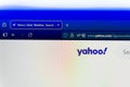 Yahoo homepage displayed on a computer screen with the official logo, search bar, and secure browser address bar Royalty Free Stock Photo