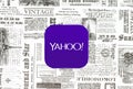 Yahoo icon on retro newspaper background