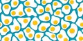 Yaiki-13aMany fried eggs on blue background, food in the flat style, abstract vector design seamless pattern