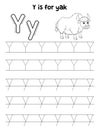 Yak Animal Tracing Letter ABC Coloring Page Y Royalty Free Stock Photo