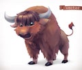 Yak, buffalo cartoon character. Funny animal, 3d vector icon Royalty Free Stock Photo