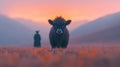 A Yak Calf at Sunset Royalty Free Stock Photo